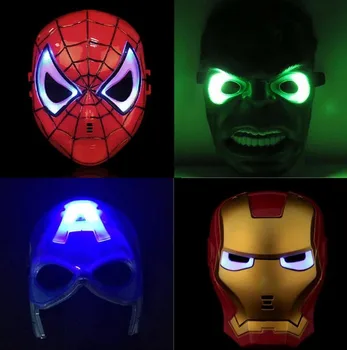 

10pcs/lot LED Head Mask Super Hero Hulk/American Captain/Iron Man/Spiderman/Batman Crazy Rubber Party Halloween Costume Mask