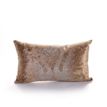 

PANFELOU 30*50cm environmental brown Double swan paddle zircon combination Cushion Cover for sofa livingroom bedroom