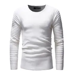 Свитера 2018 новый бренд мужской теплый осенний длинный рукав сплошной тонкий базовый Вязаный Круглый вырез пуловер свитер