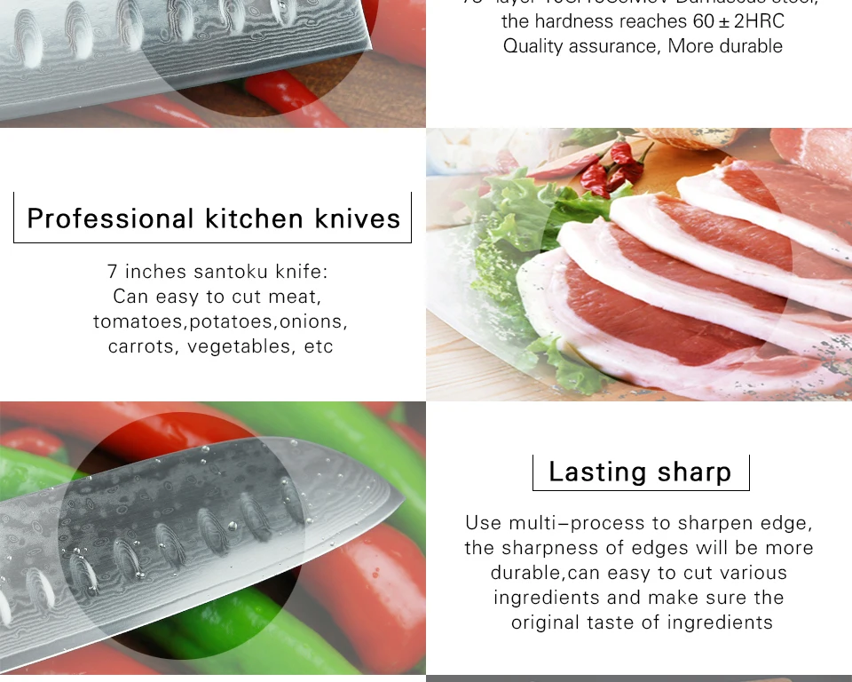 XINZUO " нож Santoku японский VG10 Дамасская сталь кухонные ножи из нержавеющей стали японский стиль нож шеф-повара с деревянной ручкой