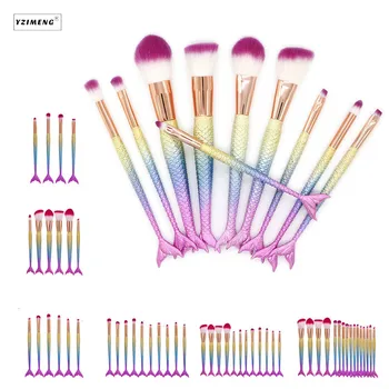 

4/6/10/12/16PCS/Set Unicorn Mermaid Makeup Brush Set Foundation Blending Brushes Powder Eyeshadow Make Up Brush Contour Brusher