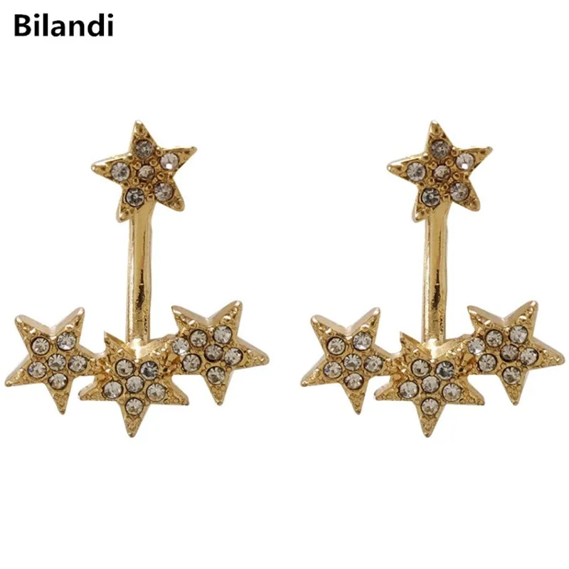 

Cute Style Gold and Rhodium Plated Star Stud Earring For Woman Jewelry