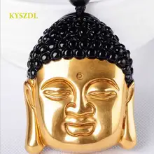 KYSZDL Natural obsidian pure gold color Buddha head pendant men and women crystal Shakya Mani Buddha necklace pendant jewelry KYSZDL Natural obsidian pure gold color Buddha head pendant men and women crystal Shakya Mani Buddha necklace pendant jewelry