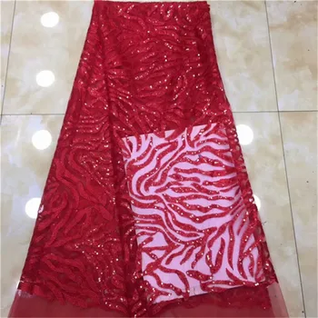 

2019 New Design French Nigerian Laces Fabrics High Quality Sequins Laces Fabric For Wedding African French Tulle Lace FABRIC