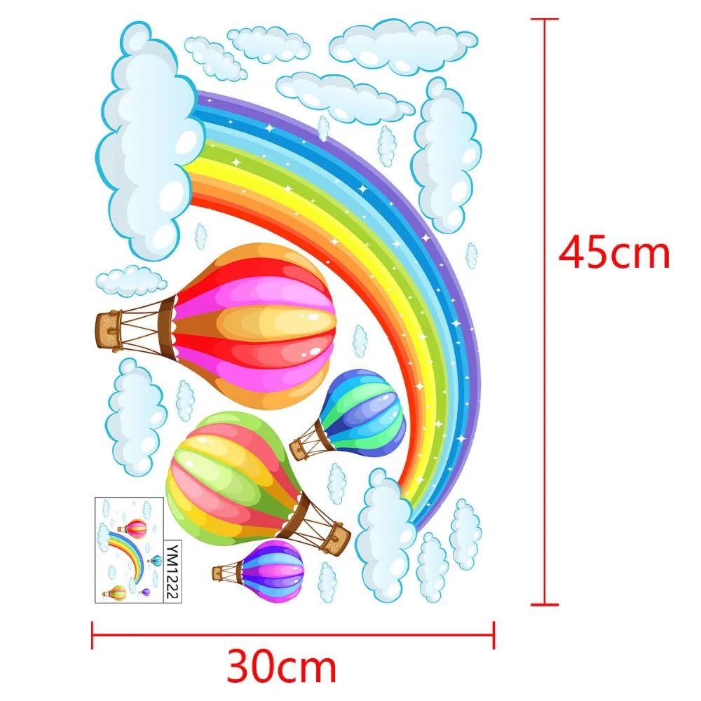 3D Красочные радужные мосты белые облака воздушный шар наклейки на стену для детей Детская комната мальчики девочки Декор стены виниловые наклейки на стены