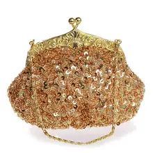 Новое поступление серебро Для женщин бисером блестками сумочка клатч вечерняя сумочка; BS010 для торжеств вечерние кошелек Макияж сумка 03162-H