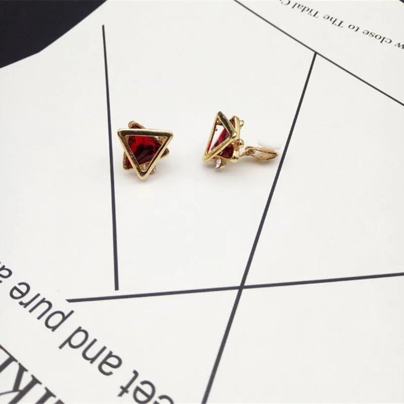 Movie star style charm gold plated clip on earrings no pierced  (4)