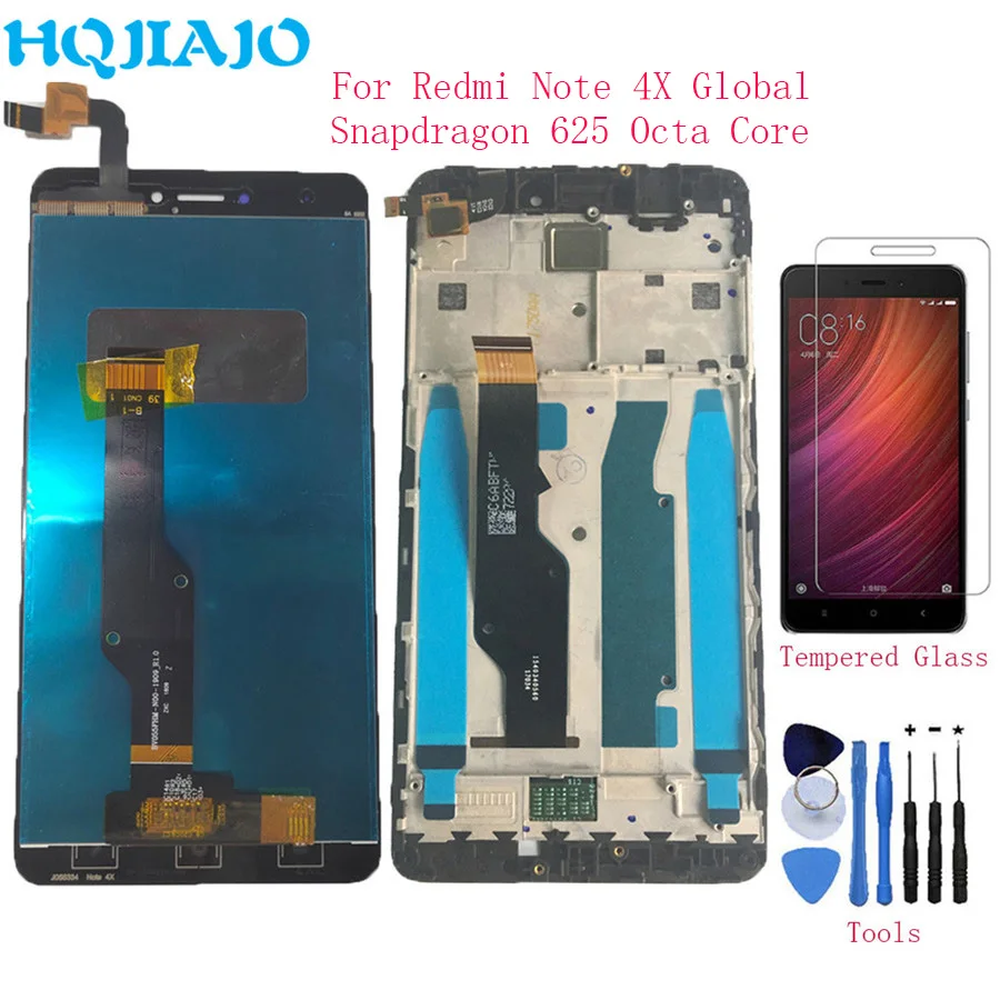 

HQJIAJO For Xiaomi Redmi Note 4X Global Snapdragon 625 Octa Core LCD Display Touch Screen Digitizer With Frame For Redmi Note 4X