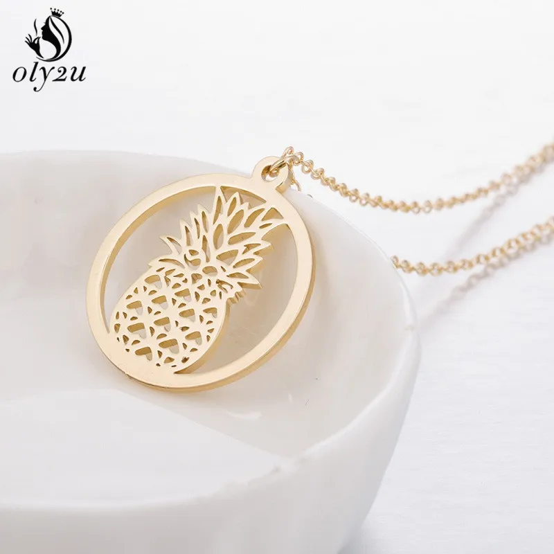

Oly2u Stainless Steel Necklaces & Pendants Pineapple Chain Necklace Jewelry Womens Clothing Accessories Steel Christmas Gift E