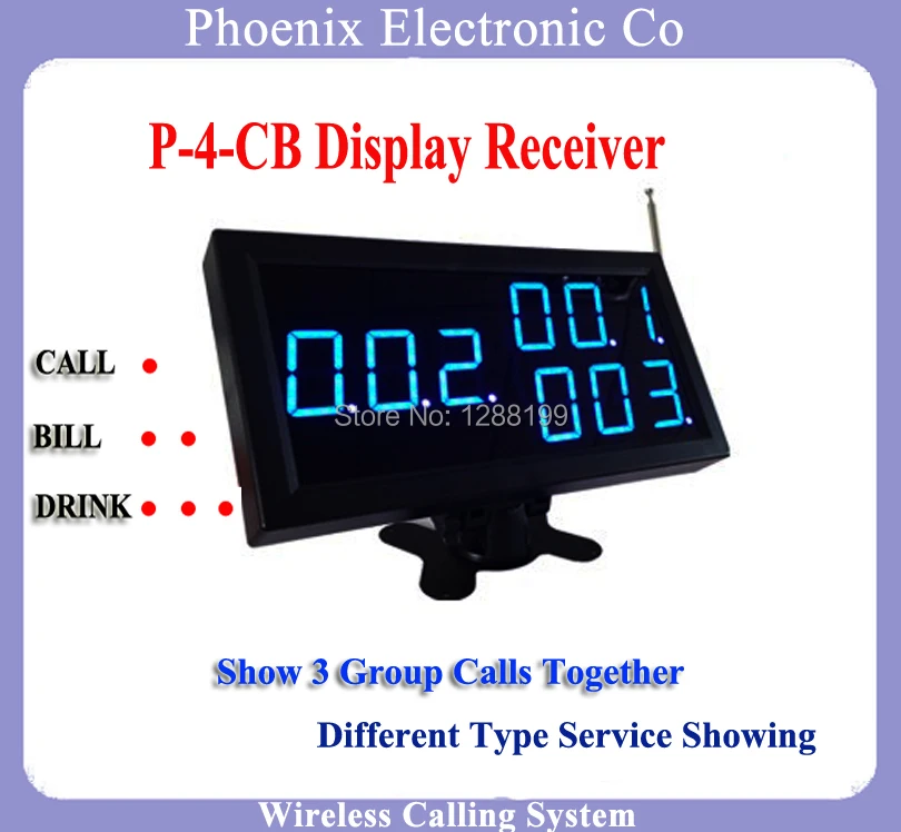 

Display Receiver P-4-CB Show 3 Group Call Number For Wireless Call System Used for Bill Restaurant New Design
