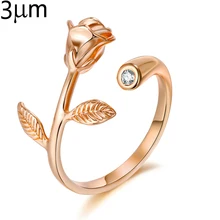 ФОТО 3um rose flower ring adjustable crystal rings blossom branch finger love for women gift valentine's day gift 3colors open design