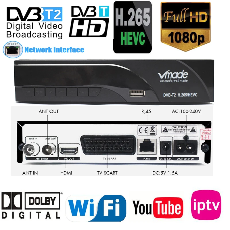 

2019 New H265 DVB-T2 Digital Broadcasting Tv Box Dvb T2 Terrestrial Digital Tv Receiver With HDMI Scart Dolby Ac3 H.265 Youtube