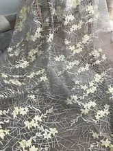 2017 runway style gray yellow embroidery lace fabric,haute couture prom dress wedding gown bridal dress fabric 150 cm wide
