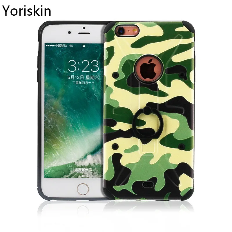 3D Военный камуфляж зеленый чехол для iPhone 6 6 S 6plus PC+ TPU Гибридный Броня с кольцом держателем чехол для iPhone 6 6 S