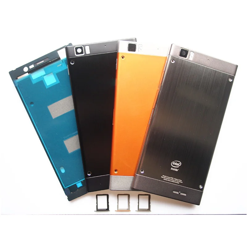

BaanSam New LCD Front Frame Battery Door Back Cover SIM Card Tray Slot Housing Case For Lenovo K900 With Power Volume Buttons
