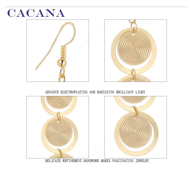 CACANA Dangle Long Earrings With 3 Big Rounds Top Quality For Women Bijouterie Hot Sale No.A97 A98
