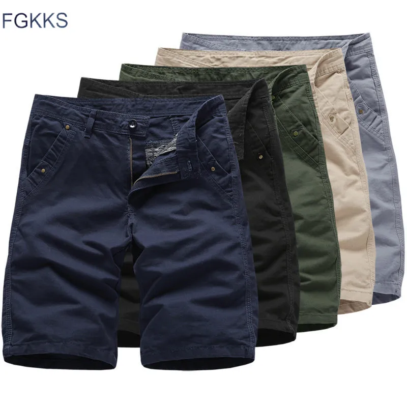 

FGKKS Brand Men Shorts Solid Color Men Cotton Comfortable Male High Quality Shorts Fashion Cargo Shorts