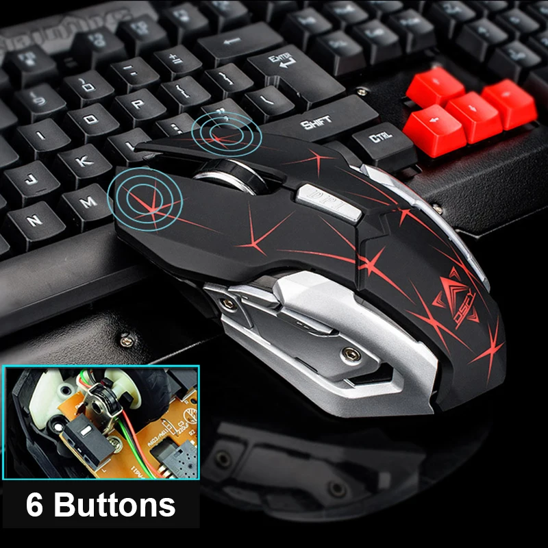HK1600 2 4 эргономичная Игровая Usb клавиатура металлическая + оптическая геймерская