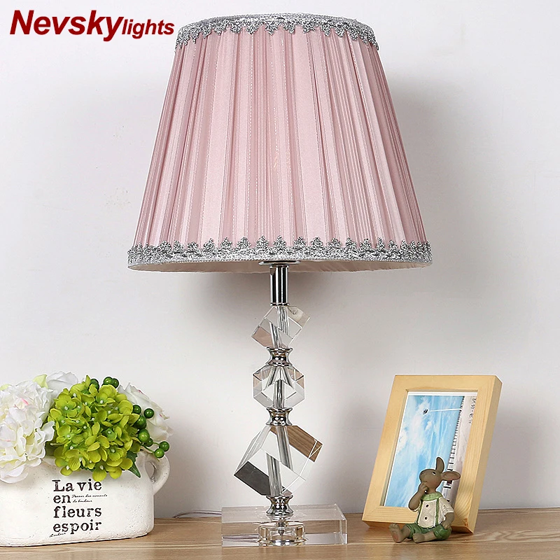 pink crystal table lamp