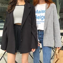 Блейзеры новые женские Ретро однобортные универсальные простые шикарные куртки женские трендовые корейские стильные женские элегантные повседневные Модные