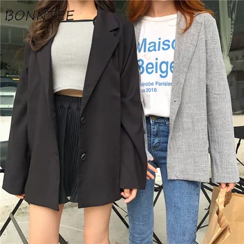 

Blazers New Women Retro Single Breasted All-match Simple Chic Jackets Womens Trendy Korean Style Ladies Elegant Daily Fashion
