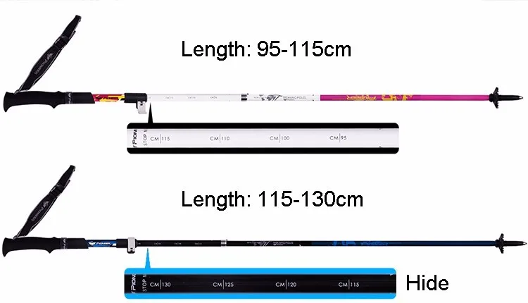 2 pçs fibra de carbono dobrável caminhadas