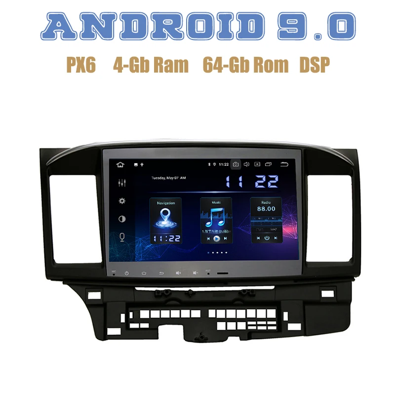 

PX6 Android 9.0 Car GPS Radio player for mitsubishi Lancer ex 10 Galant EVO with IPS DSP 4+64GB wifi 4g usb Auto Stereo