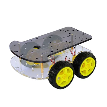 4WD Smart Car Robot Chassis for Arduino with 4pcs Gear Motor+4pcs Tire Wheel Free Shipping 4