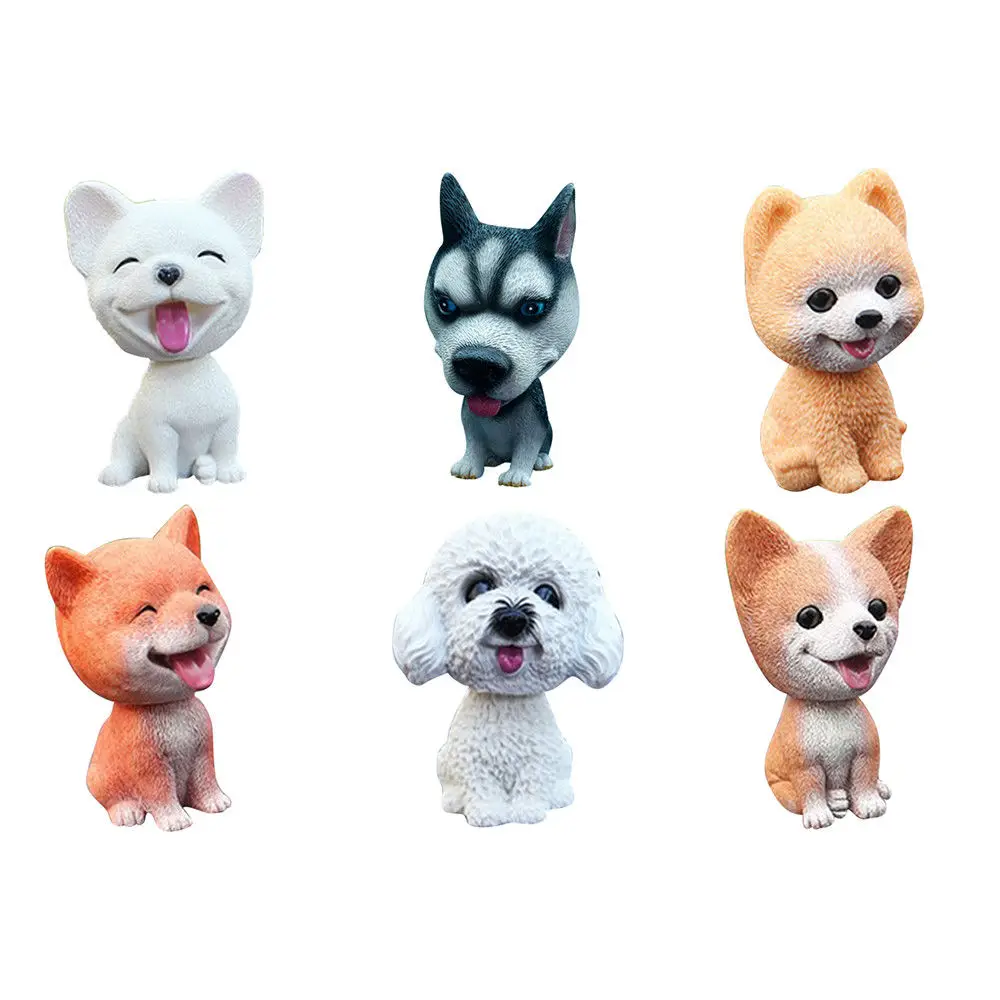 1pc Car Interior Pendant Shaking Head Pet Dog Shape Resin Ornaments Swing Dog Cartoon Doll Kawaii Cute Tumbler Car Decoration