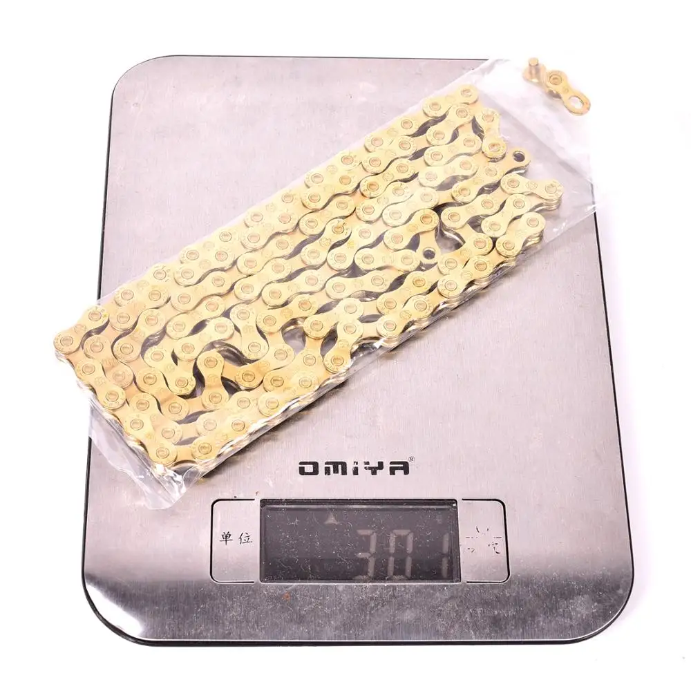 NEW YBN Ultralight 9 10 11 Speeds Bicycle Chain SLR Gold MTB Road Bike Chain for M6000 M7000 M8000 264g missinglink