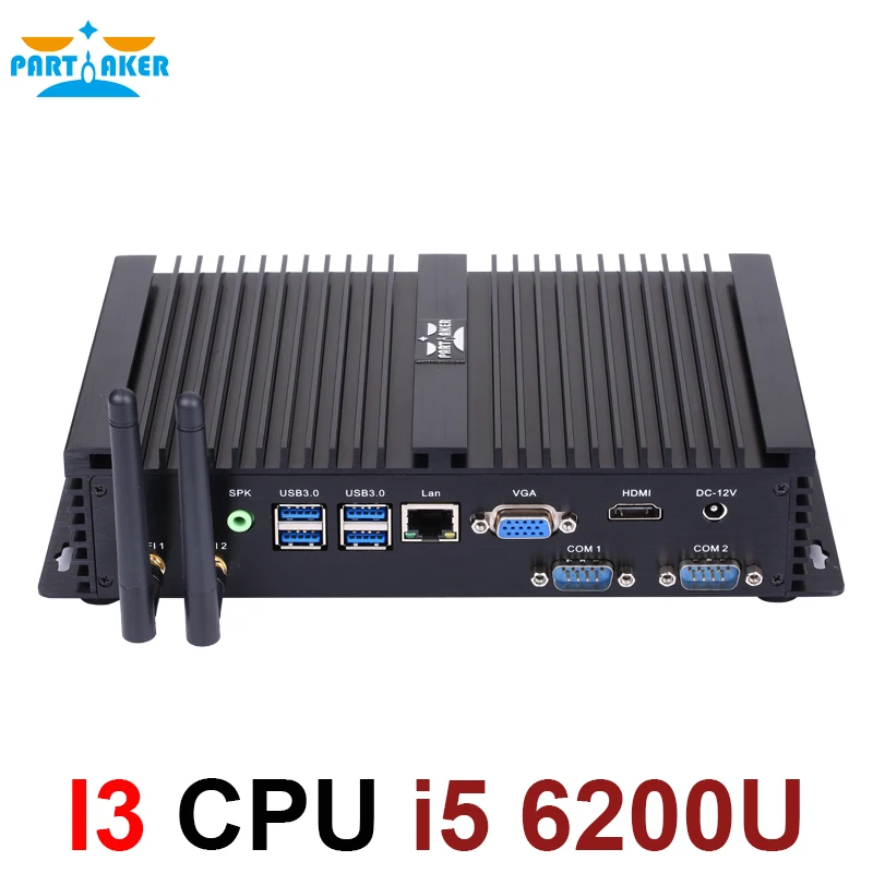 

Partaker I3 Fanless Mini PC Industrial PC 2*RS232 With Intel Core i5 6200U 2 core 4 threads Mini PC