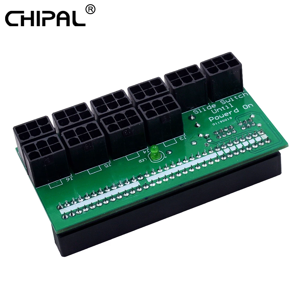 

CHIPAL Power Module Breakout Board For HP 1200W 750W 10 Ports 6Pin Molex Power Connector ATX TAT 64Pin to PSU GPU Mining ETH ZEC