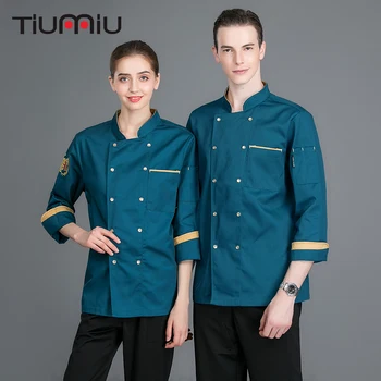 

Chinese Restaurant Long Sleeves Double Breasted Chef Coat Embroidery Bakery Cafe Kitchen Cook Clothes Chef Uniforms Work Jackets