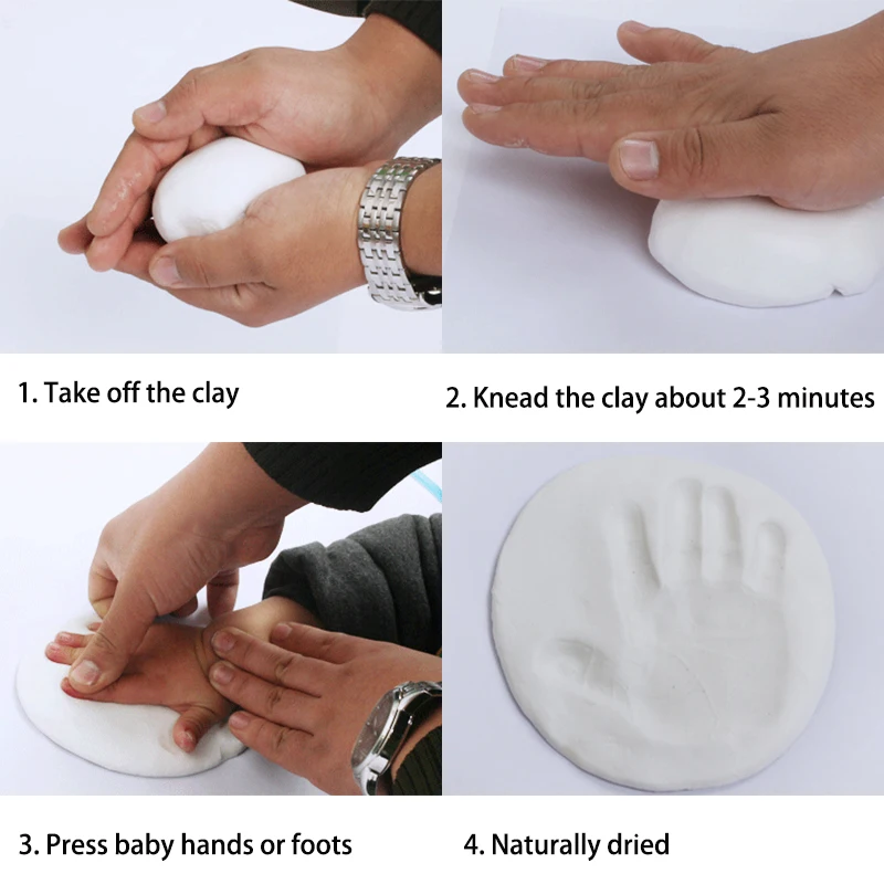 Cute Baby Photo frame DIY handprint Imprint Air Drying Soft Clay Footprint Kids Casting Parent-child hand inkpad fingerprint