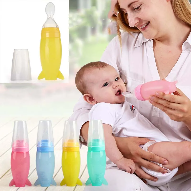 Горячая бренд Squeeze Силиконовая детская бутылка ложковый питатель кормление ложкой без Bpa 4 цвета