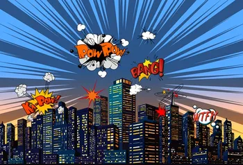 

Photography backdrops Colorful super hero building theme Modern birthday background for photo studio new design camera photocall