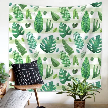 

Green leaves Tapestry plants Wall hanging decoration Home Bedding good quality soft Elegant style home textile best sellig