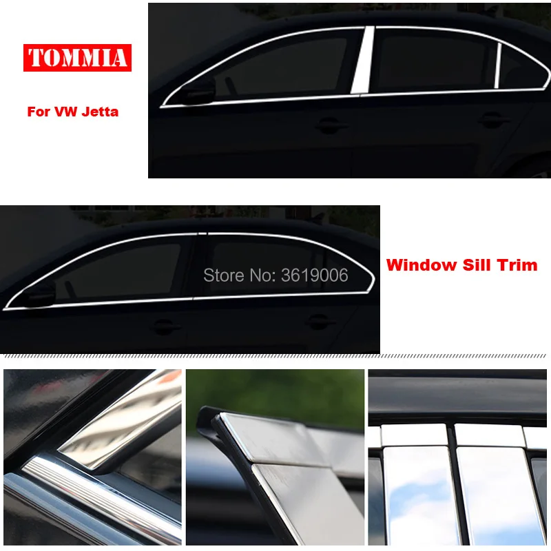 TOMMIA Full Window Middle Pillar Molding Sill Trim Chromium Styling