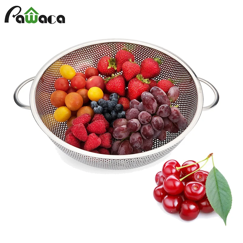 

Stainless Steel Colander Strainer Mesh Basket Wash Rice Sieve Drain Vegetable Fruit Holder Organizer Sifter Kitchen Storage Tool