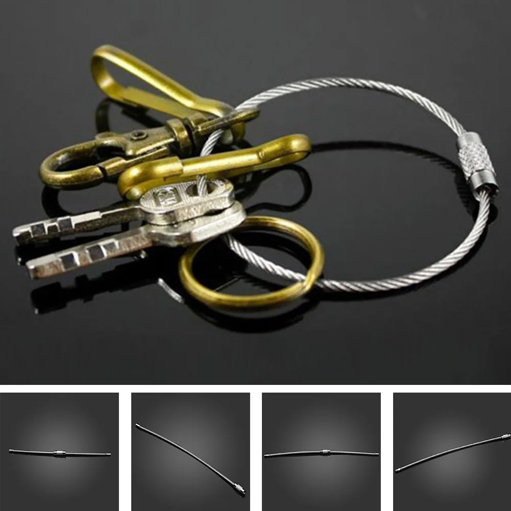 

1Pc Stainless Steel Wire Keychain Cable Key Chain Outdoor Hiking Climbing Aloft Tools
