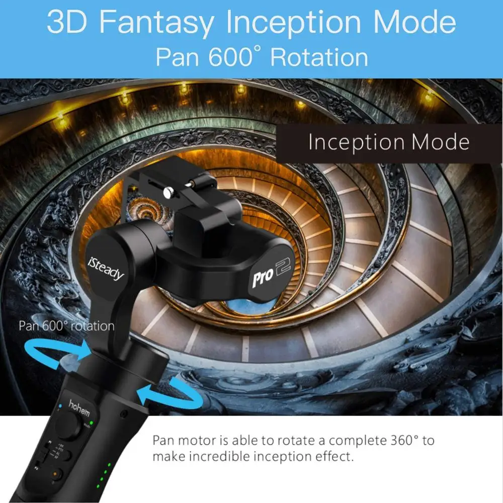 Tanie HOHEM iSteady Pro 2 Pro 3 osiowy ręczny odporny na zachlapanie Gimbal dla DJI Osmo Action Gopro Hero 7 6 5 4 3, kamera akcji SJCAM YI