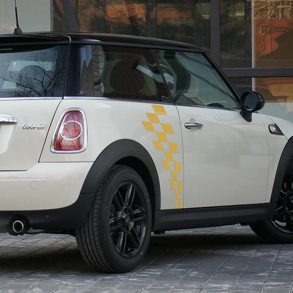 Боковая юбка Наклейка на тело стикер Checker Флаг Стиль для BMW Mini Cooper R56 R57 R58 Clubman R55 F54