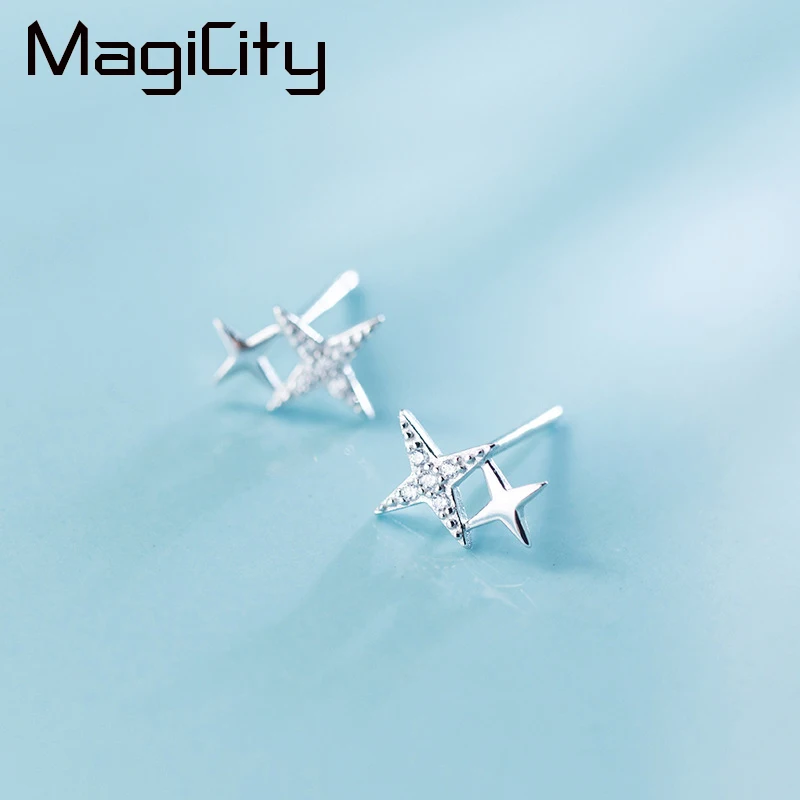 

925 Sterling Silver Statement Star Stud Earrings for Women Girls Birthday Christmas Gift Jewelry pendientes boucle de oreille