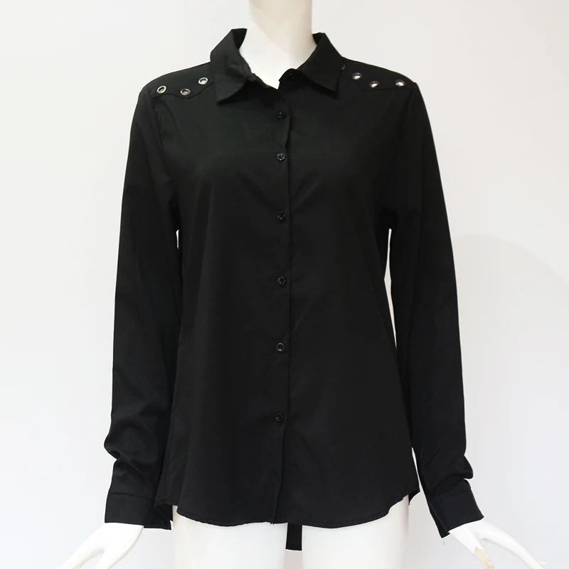 Женские блузки рабочая летняя рубашка с длинными рукавами большие размеры