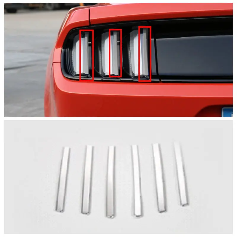 6Pcs Chrome ABS Tail Light Decor Bar Strip Frame Cover Trim For Ford Mustang 2015+ Chromium Styling 2018 New Exterior Parts 6Pcs Chrome ABS Tail Light Decor Bar Strip Frame Cover Trim For Ford Mustang 2015+ Chromium Styling 2018 New Exterior Parts