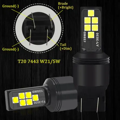 BMT лампочки для авто T20 LED W21/5W W21 5W 7443 W21W T25 P27/7W led лед габариты светодиоды светодиодные лампы для авто автосвет повторитель поворота сигнал авто желтый стоп сигнал для авто сигнал заднего хода дхо - Испускаемый цвет: T20 W21-5W 7443