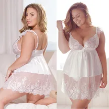 4XL 5XL размера плюс сексуальное эротическое нижнее белье женское кружевное прозрачное сексуальное платье для сна с глубоким v-образным вырезом Эротическое платье