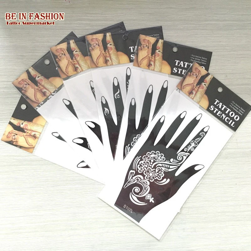

6pcs/lot Henna Tattoo Stencils Indian Airbrush Lace Flower Hand Foot Wrist glitter tattoosTemplates stencil For Body Painting