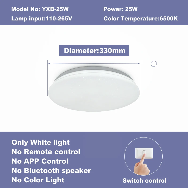 Современные светодиодные потолочные лампы Домашний Светильник ing 25 Вт 36 Вт 52 Вт приложение Bluetooth музыкальный светильник для спальни умный потолочный светильник - Цвет корпуса: No-Music Cool White