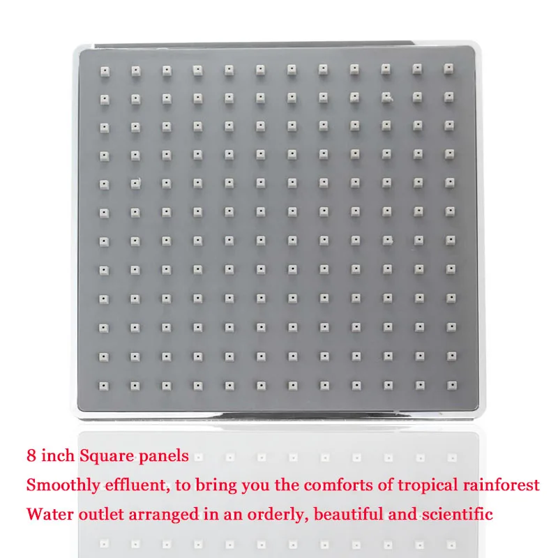 New 8 Inches Top Spray Showerhead Bathroom Rainfall High Pressure Rain Shower Head Single Head Oversized Square Panel